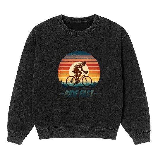 Ride Fast Racing Forward Sunset Streetwear Style Mineral Wash Sweatshirts