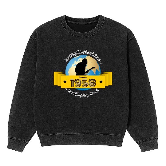 66th birthday Rocking this planet since 09/1958 Mineral Wash Sweatshirts