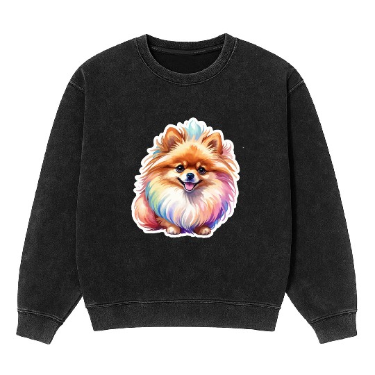 Pomeranian Watercolor Mineral Wash Sweatshirts