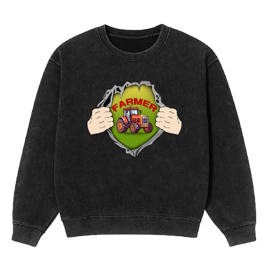 Super farmer Open Chest tractor love Agriculture C Mineral Wash Sweatshirts