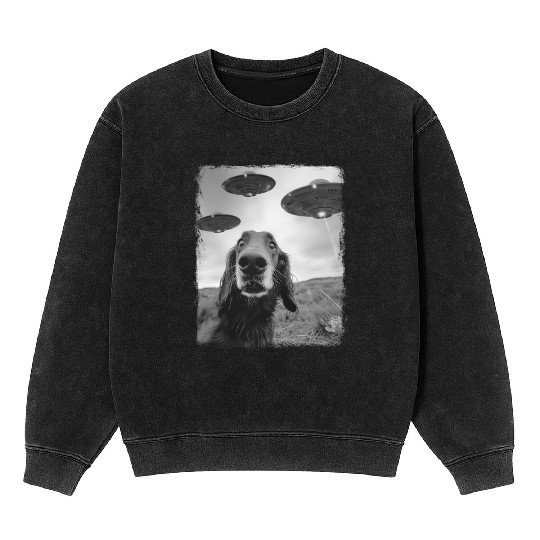Irish Setter Dog UFO Alien Extraterrestrial Selfie Mineral Wash Sweatshirts