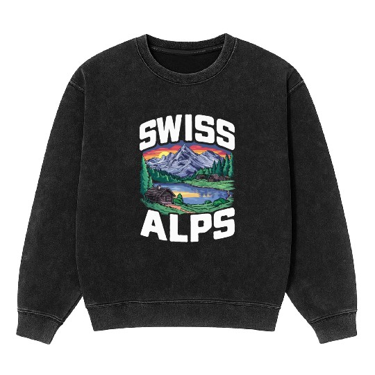 Swiss Alps Switzerland. Mineral Wash Sweatshirts