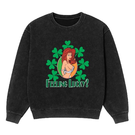 Feeling Lucky Girl Mineral Wash Sweatshirts