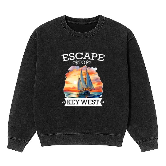 Florida ESCAPE TO KEY-WEST Sailing Outfit Mineral Wash Sweatshirts