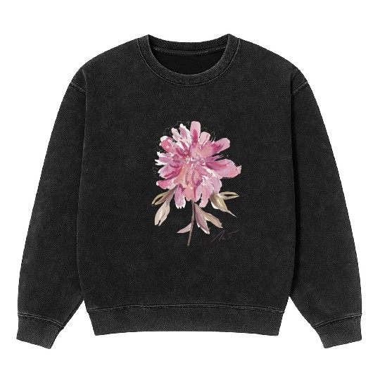 Peony loose watercolor hand-painted Mineral Wash Sweatshirts