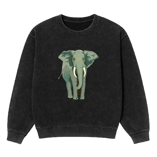 Elephant Face Funny Mineral Wash Sweatshirts - Funny Animal Face Lover