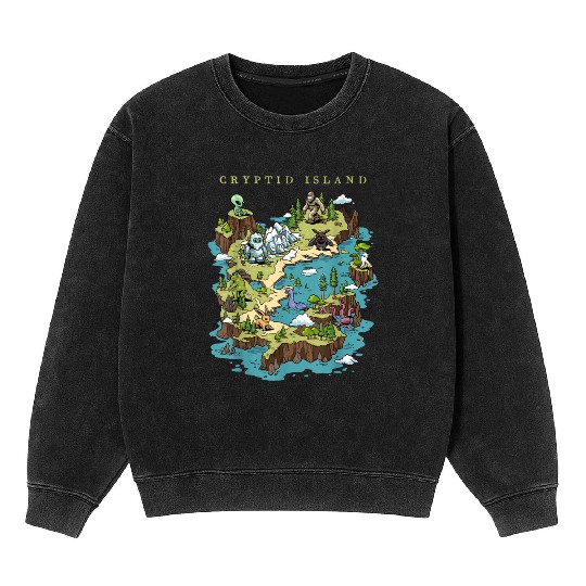 Cryptid Bigfoot Loch Ness Monster Mothman Jersey Mineral Wash Sweatshirts