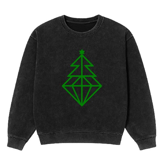 Diamond Christmas Tree Vector One Color Mineral Wash Sweatshirts