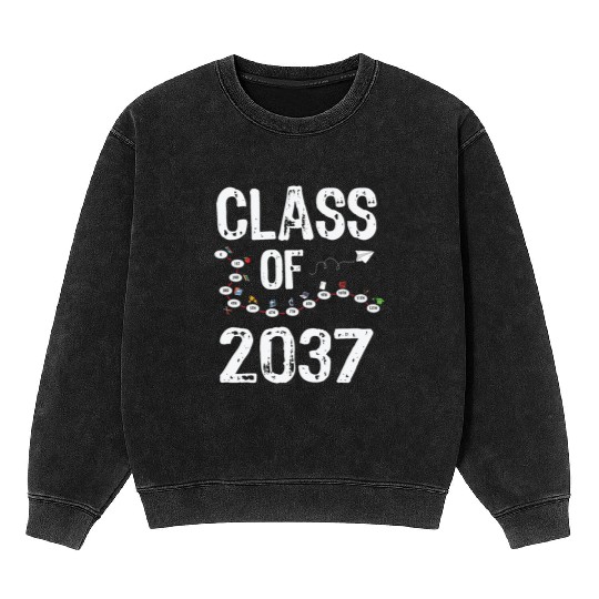 Funny Class of 2037 Grow With Me Back To School Mineral Wash Sweatshirts