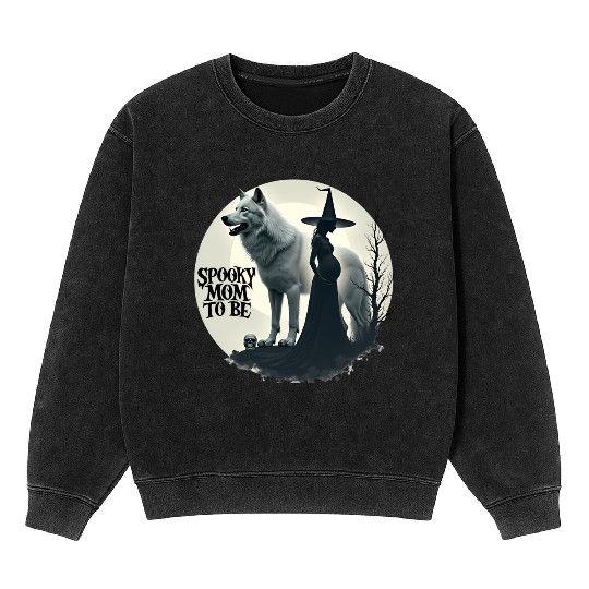 Spooky Mom To Be Baby Announcement Mineral Wash Sweatshirts