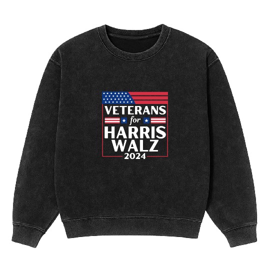 Veterans For Harris Walz 2024 Mineral Wash Sweatshirts