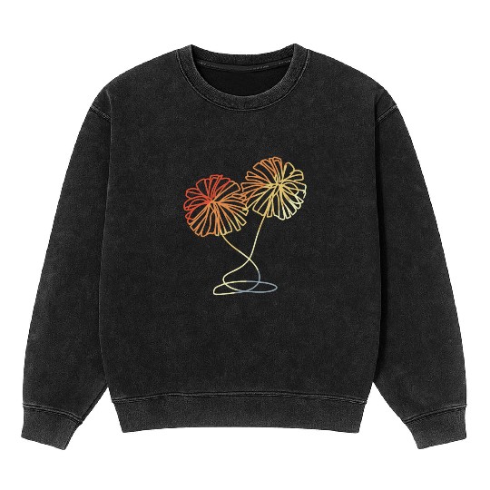 Cheerleading Pom Poms Sketch Mineral Wash Sweatshirts