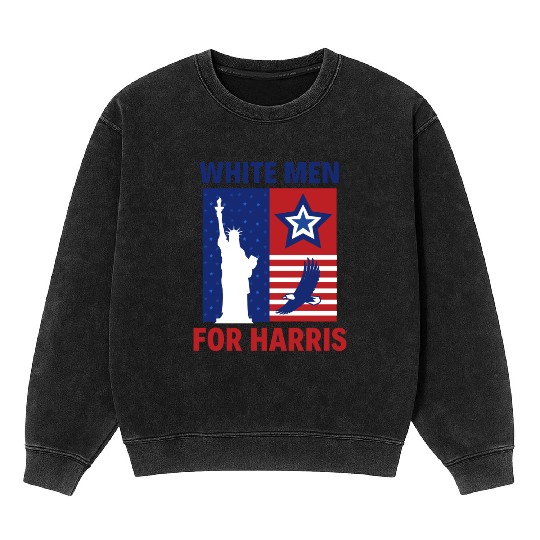 White Men Dudes for Harris Kamala 2024 Election Mineral Wash Sweatshirts