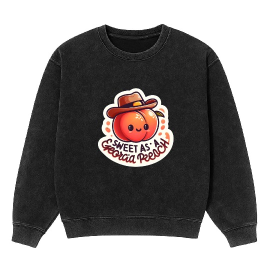 Sweet as a Georgia Peach Sticker Mineral Wash Sweatshirts