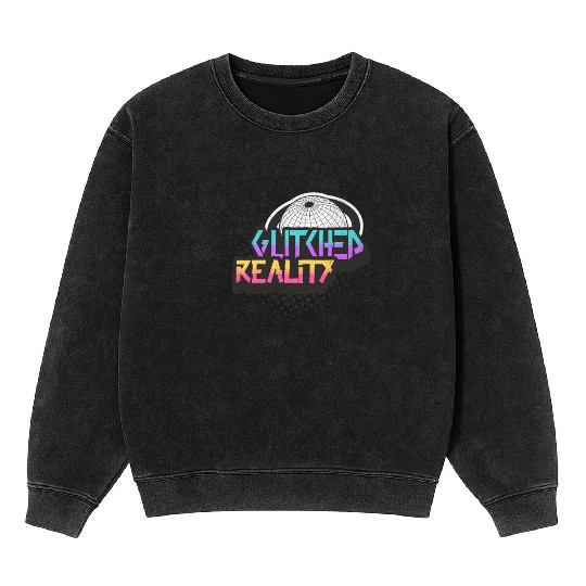 Glitched Reality - Futuristic Y2K Streetwear Mineral Wash Sweatshirts