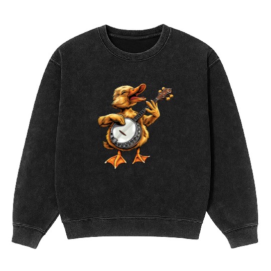 Ducks Farm Animal Farmer Bluegrass Banjo Player Mineral Wash Sweatshirts
