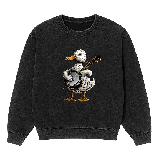 Ducks Farm Animal Farmer Bluegrass Banjo Player Mineral Wash Sweatshirts