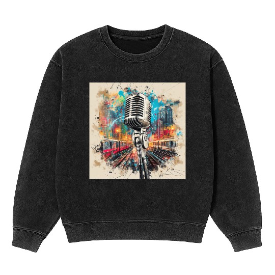 NYC Microphone AT Subway Mineral Wash Sweatshirts