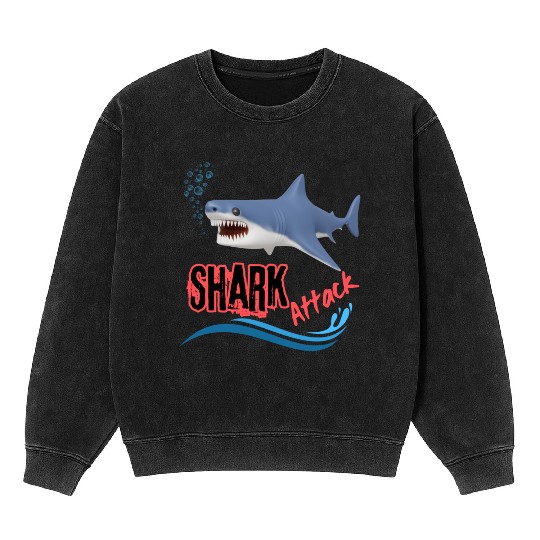 A different unique colorful shark attack design Mineral Wash Sweatshirts