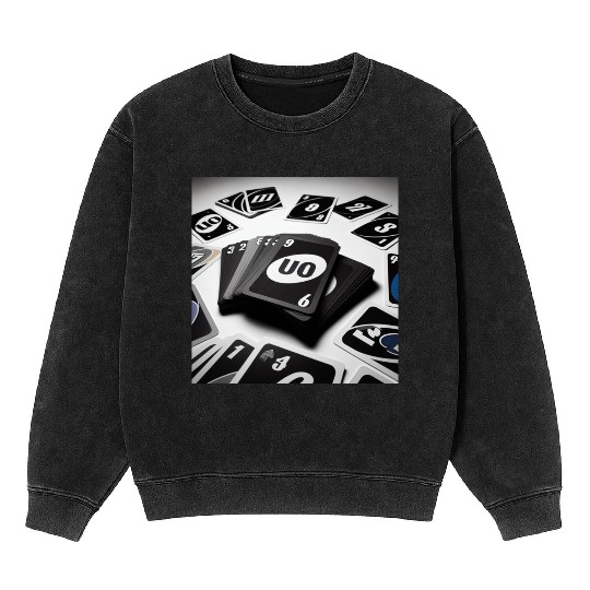 Black Uno Cards Mineral Wash Sweatshirts