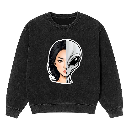 Human-Alien Hybrid Hubrid Alien Agenda Mineral Wash Sweatshirts