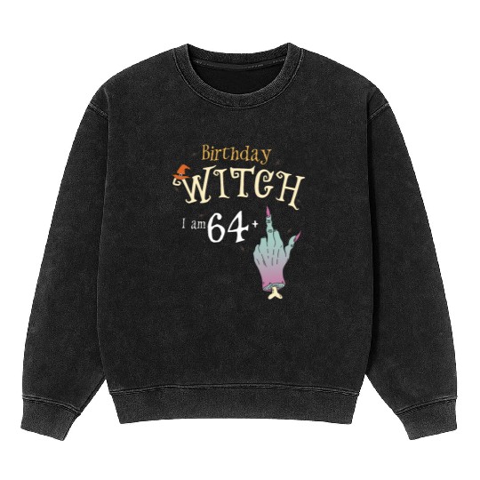 65 yo Witch HallowQueen 65th Birthday Funny Mineral Wash Sweatshirts