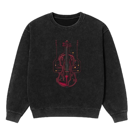 Violin One Line Drawing Mineral Wash Sweatshirts