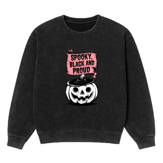 Spooky Black and Proud Mineral Wash Sweatshirts