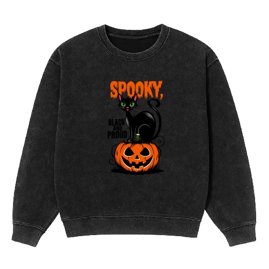 Spooky Black and Proud Mineral Wash Sweatshirts