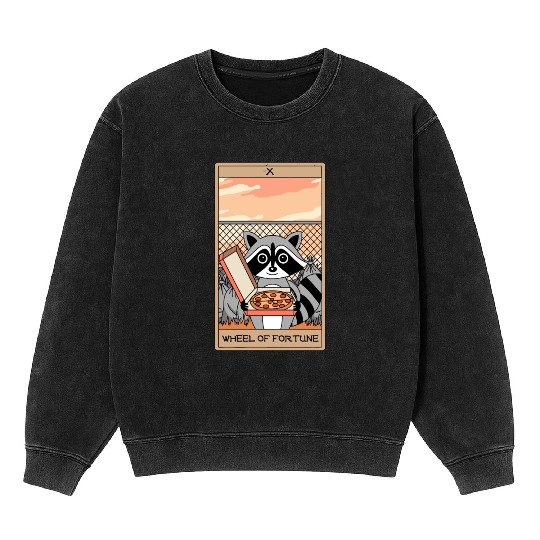 Wheel of Fortune Raccoons Tarot Card Mineral Wash Sweatshirts