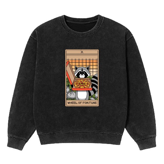 Wheel of Fortune Raccoons Tarot Card Mineral Wash Sweatshirts