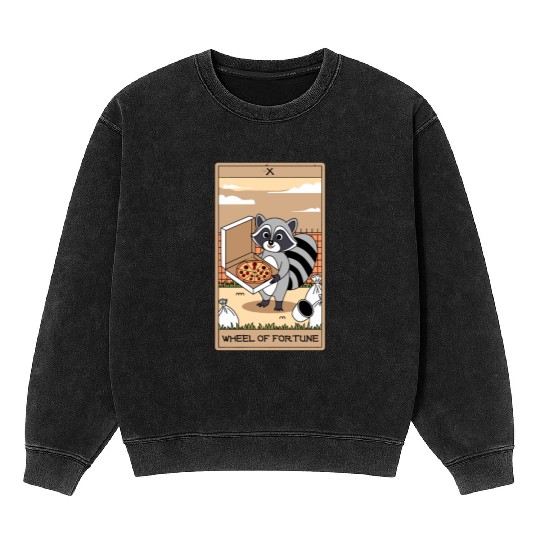 Wheel of Fortune Raccoons Tarot Card Mineral Wash Sweatshirts