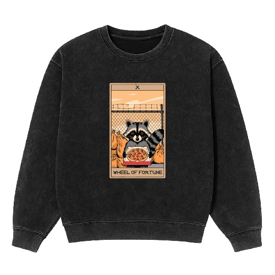 Wheel of Fortune Raccoons Tarot Card Mineral Wash Sweatshirts