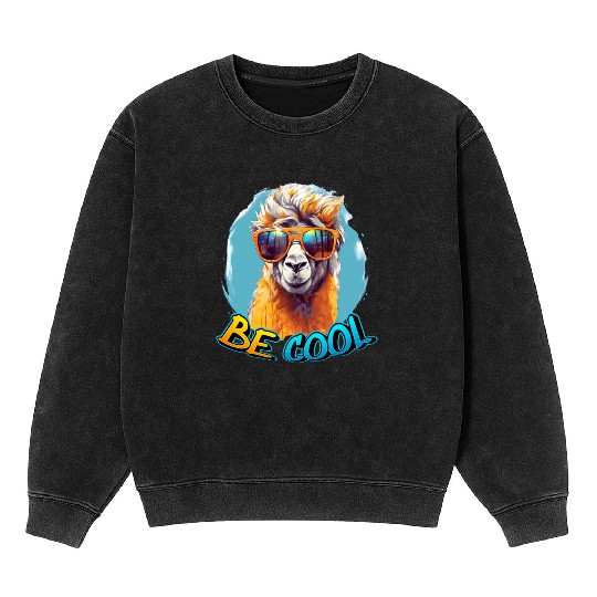Be Cool, Be Llama-Men's and Women's Mineral Wash Sweatshirts