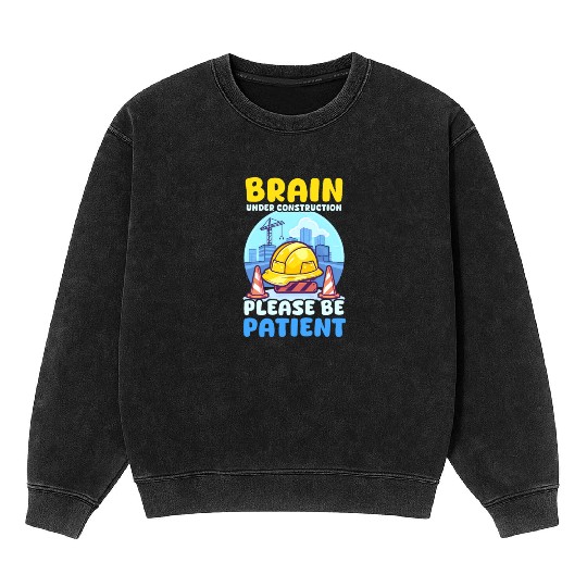 Depression Awareness Brain Under Construction Mineral Wash Sweatshirts