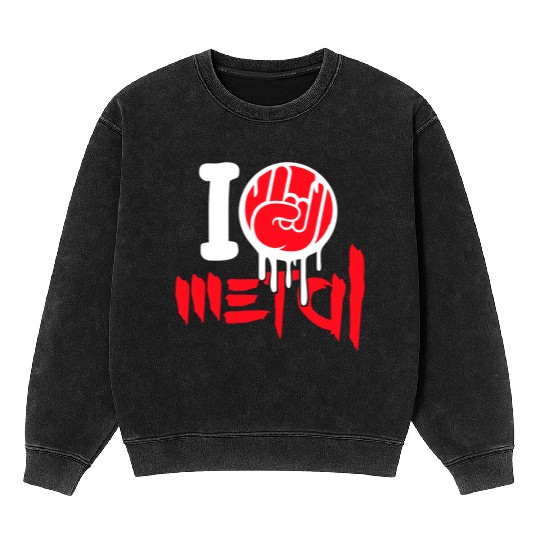 I Love Heavy Metal Hard Rock Music Graffiti Heart Mineral Wash Sweatshirts