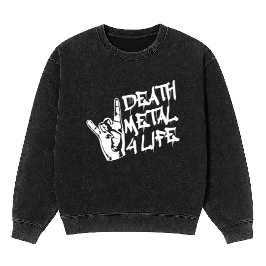 Heavy death metal 4 life hand gesture graffiti fun Mineral Wash Sweatshirts