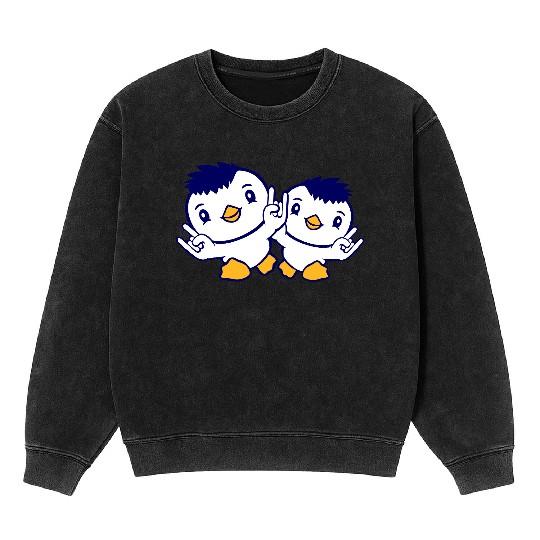 Heavy Metal Duck Bird Team Chick Rock Hand Gesture Mineral Wash Sweatshirts