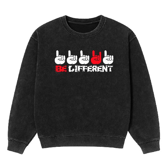 5 Be Different Heavy Metal Hard Rock Hand Gestures Mineral Wash Sweatshirts