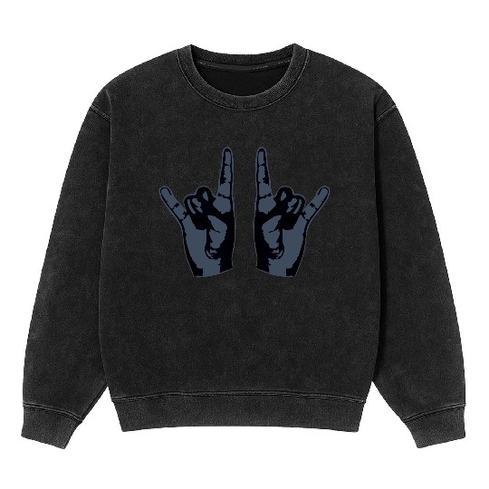 Heavy Metal Fun Hard Rock Music Horns Hand Gesture Mineral Wash Sweatshirts