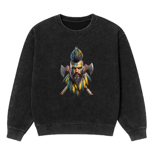 Tribal Viking Warrior Mineral Wash Sweatshirts