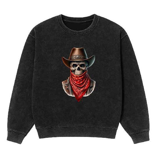 Outlaw Cowboy Skull Mineral Wash Sweatshirts