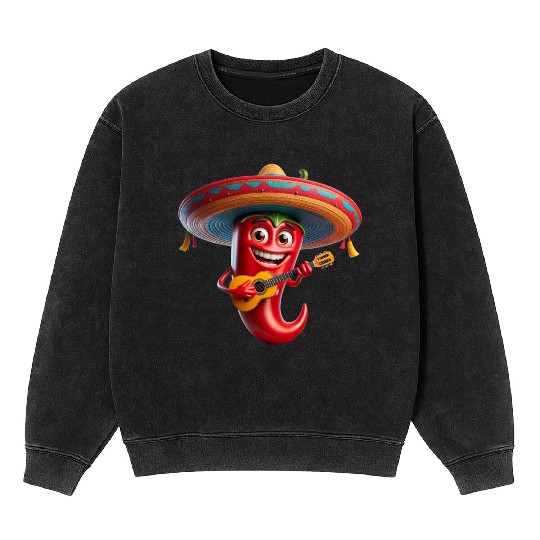 Spicy Mariachi Pepper Mineral Wash Sweatshirts