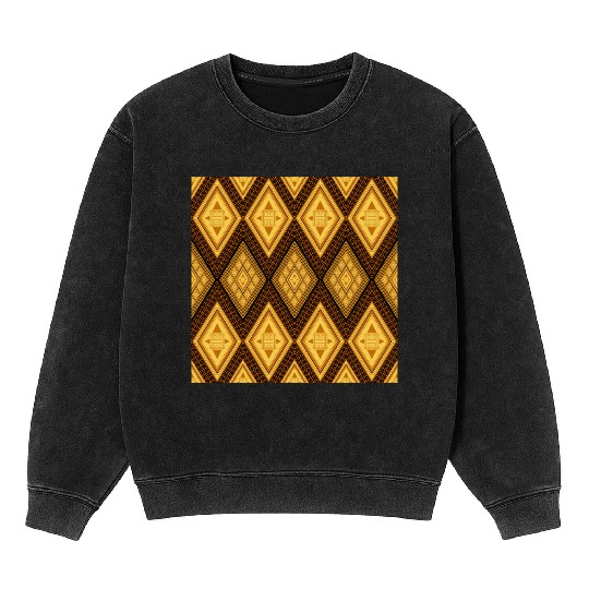 Ancient Gold Diamond Pattern, indigenous art Mineral Wash Sweatshirts