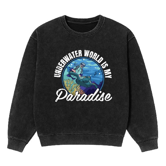 Underwater World Is My Paradise Mineral Wash Sweatshirts