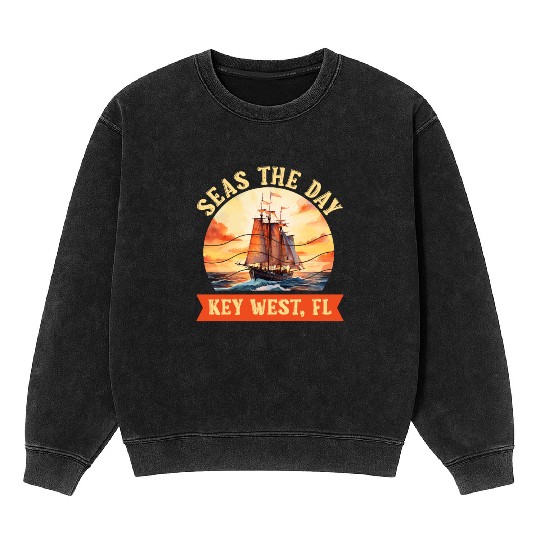 Florida Keys SEAS THE DAY IN KEY-WEST FLORIDA Mineral Wash Sweatshirts