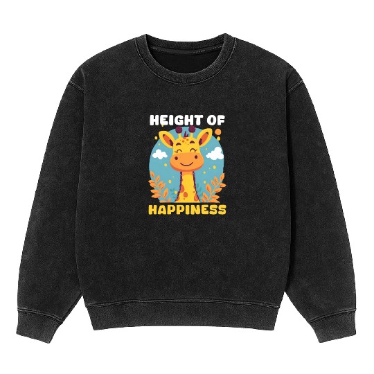 Giraffe Height Of Happiness Mineral Wash Sweatshirts