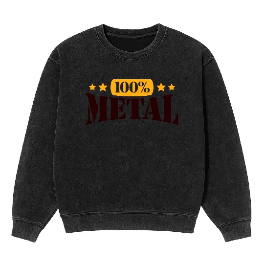 100 % Percent Rock Heavy Metal Music Text Logo Mineral Wash Sweatshirts