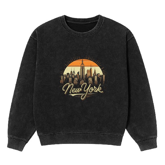 New York Skyline - Iconic Cityscape Beauty Mineral Wash Sweatshirts