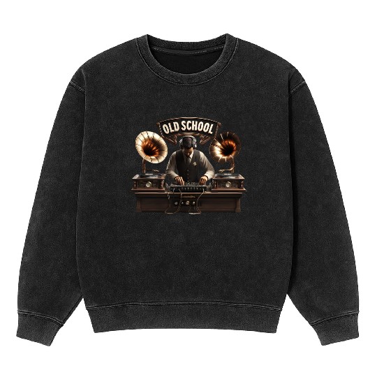 Old School DJ Retro Vibes Mineral Wash Sweatshirts